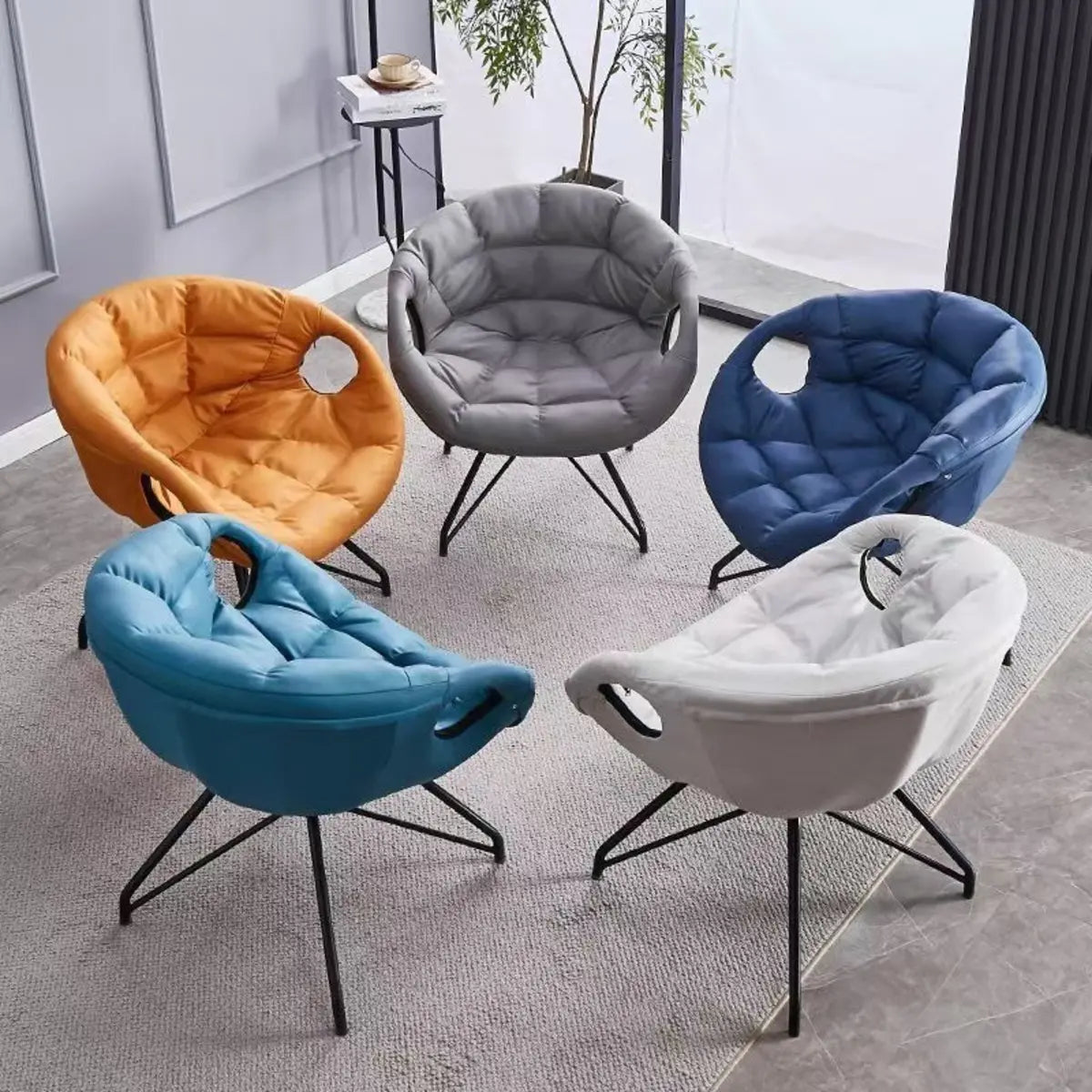 Multi-Color Tech Cloth Biscuit Back Barrel Chair Image - 1