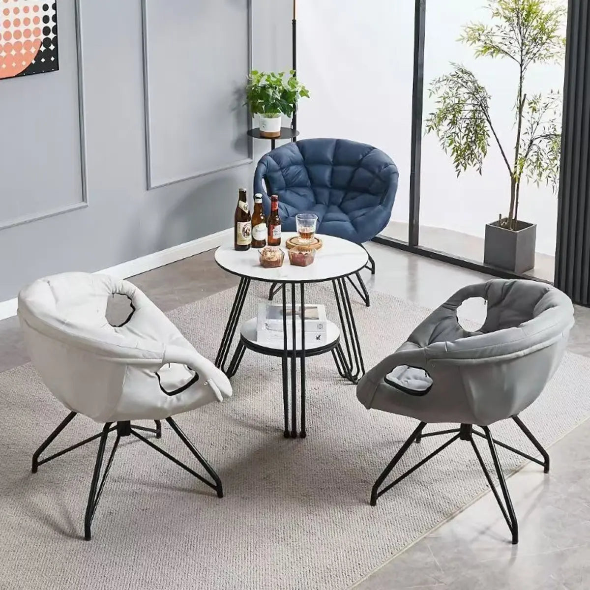 Multi-Color Tech Cloth Biscuit Back Barrel Chair Image - 10