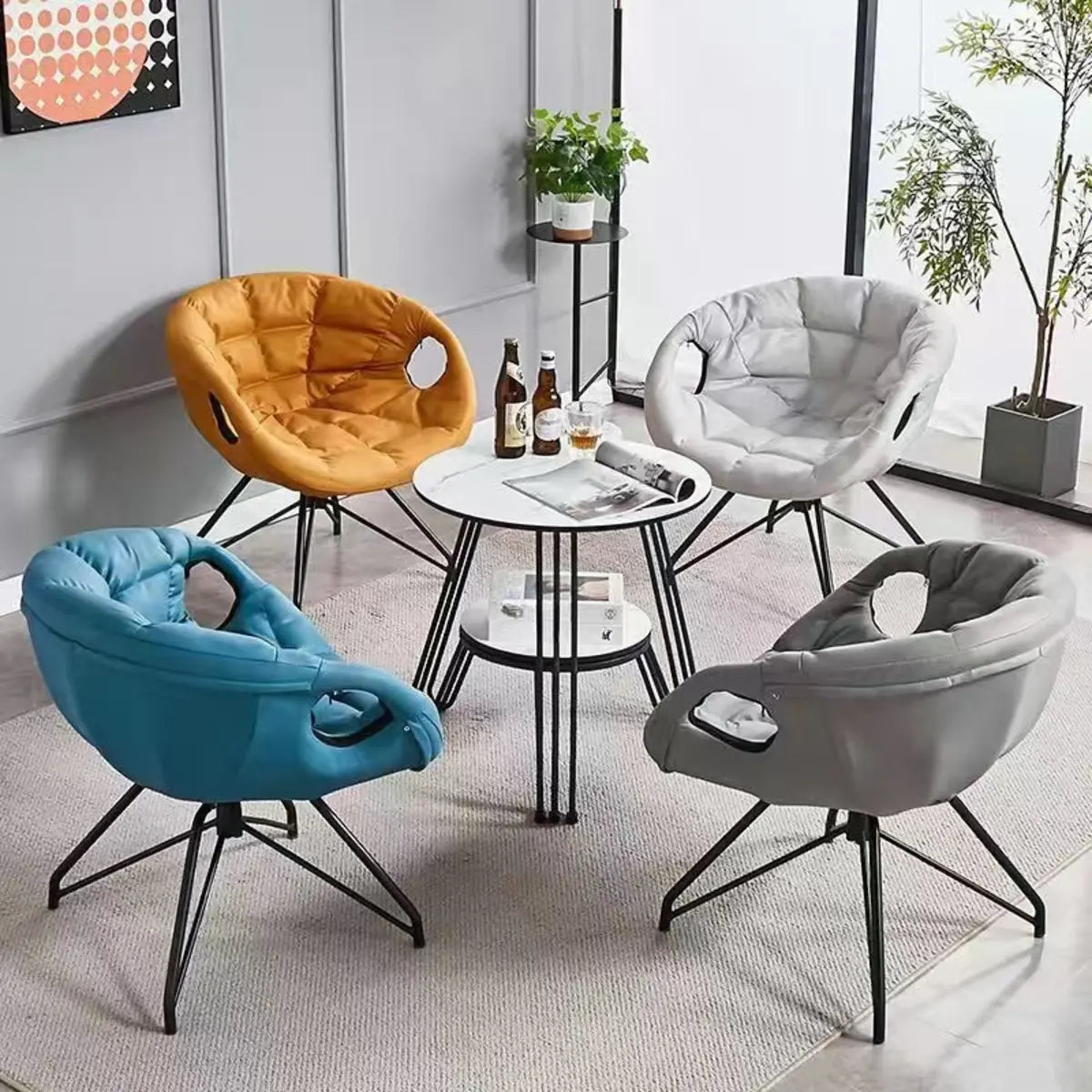 Multi-Color Tech Cloth Biscuit Back Barrel Chair Image - 11