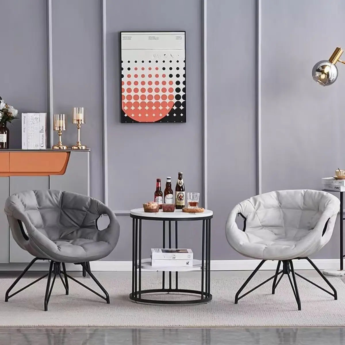 Multi-Color Tech Cloth Biscuit Back Barrel Chair Image - 8