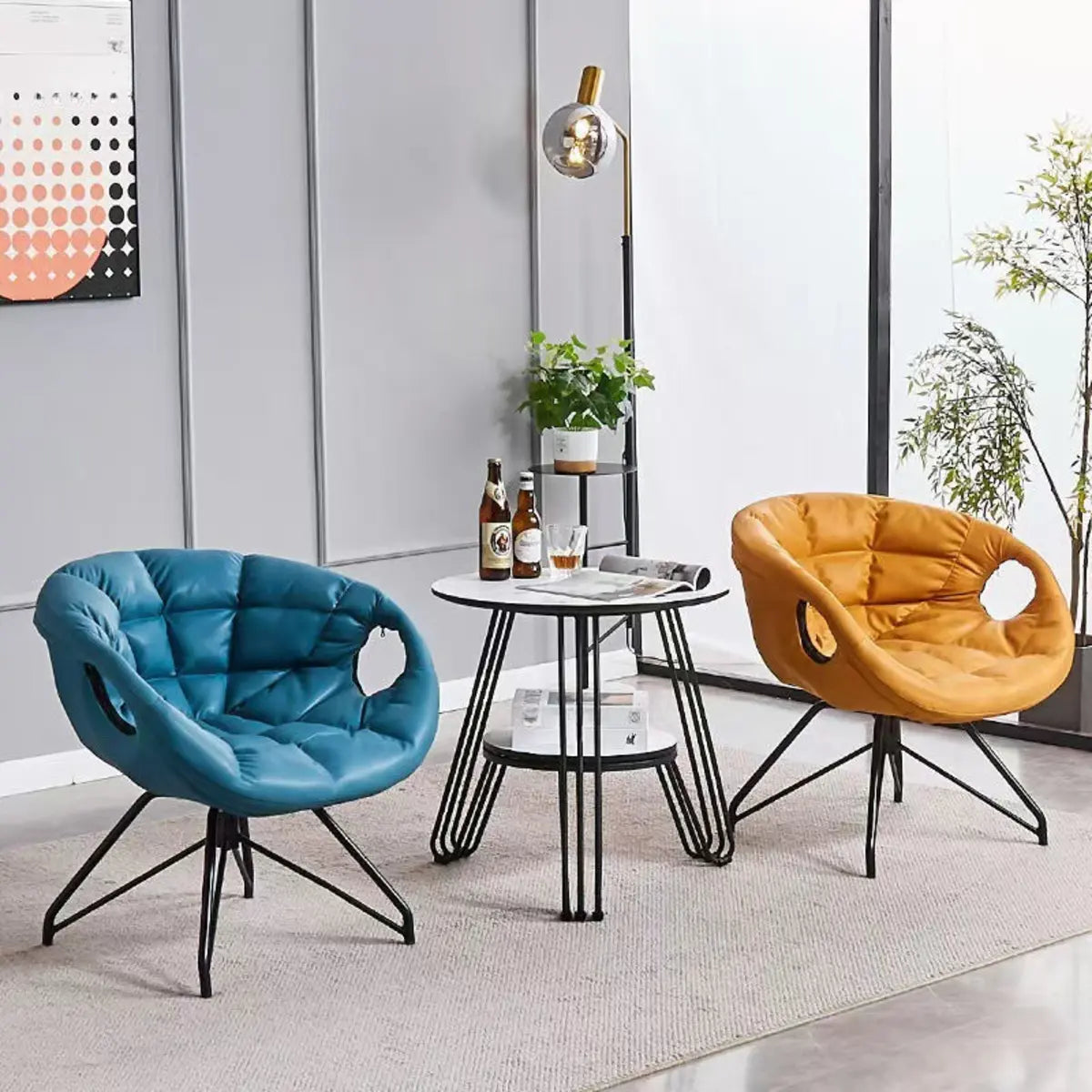 Multi-Color Tech Cloth Biscuit Back Barrel Chair Image - 9