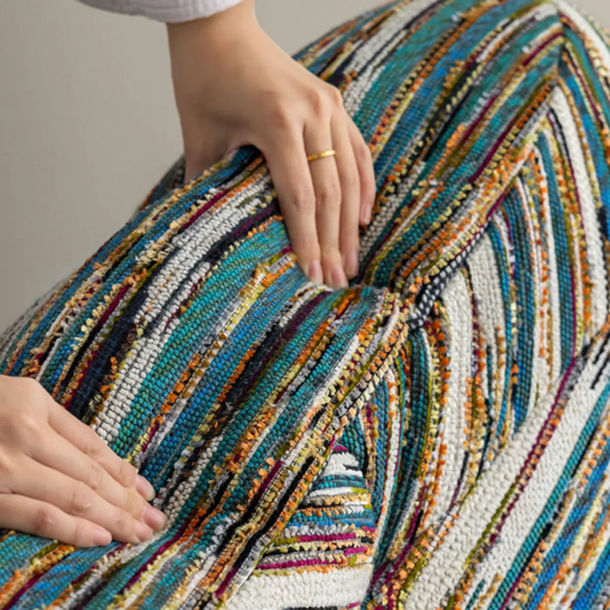 Multi-Color Upholstered Silver Metal Leg Rocking Chair Image - 10