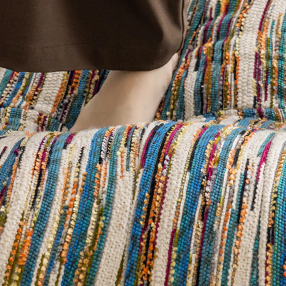 Multi-Color Upholstered Silver Metal Leg Rocking Chair Image - 13