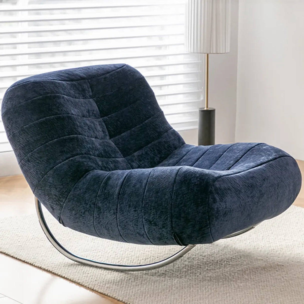 Multi-Color Upholstered Silver Metal Leg Rocking Chair Image - 3