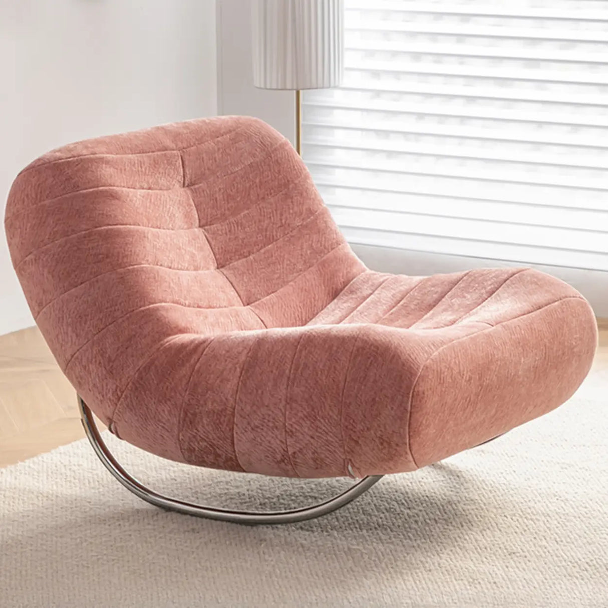 Multi-Color Upholstered Silver Metal Leg Rocking Chair Image - 5