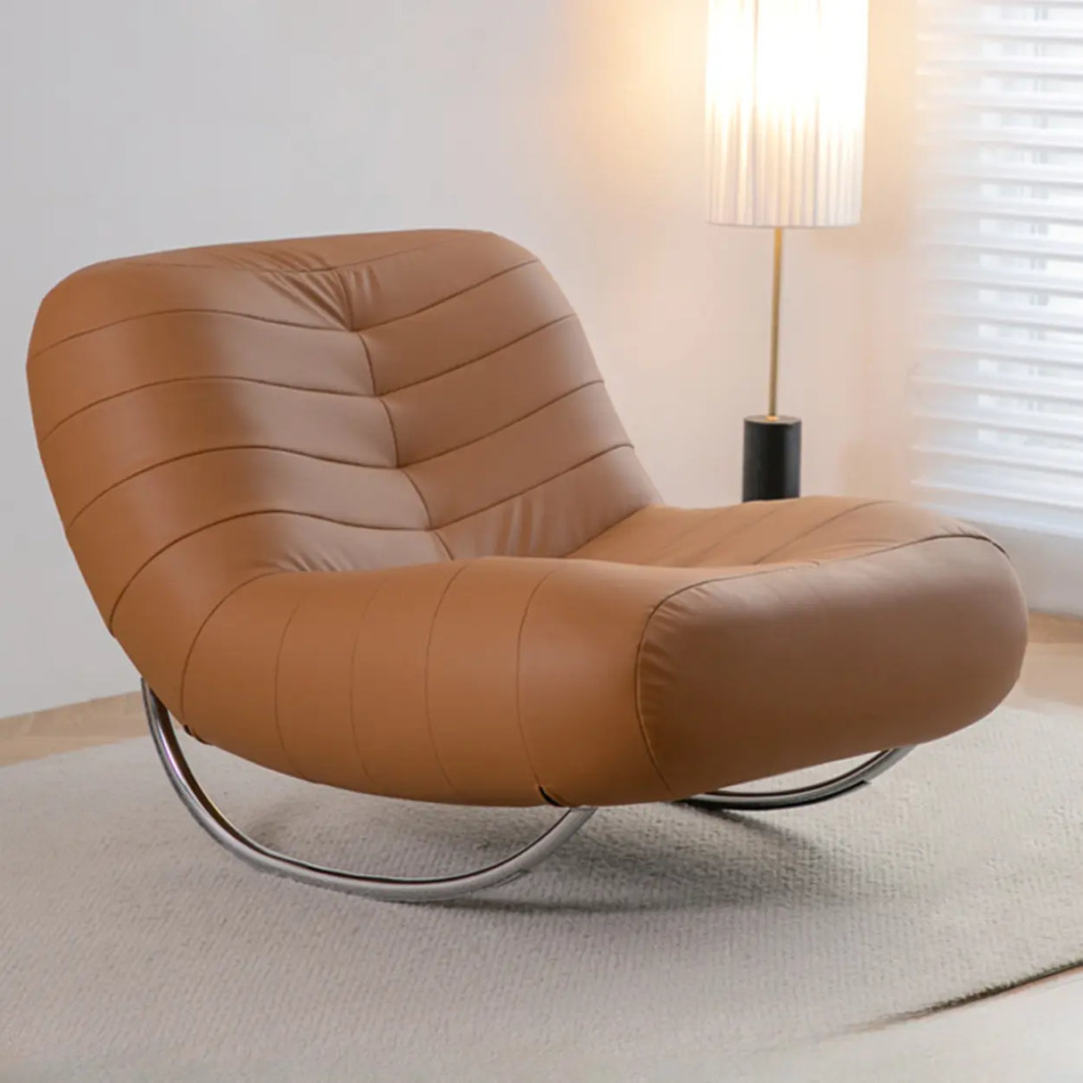 Multi-Color Upholstered Silver Metal Leg Rocking Chair Image - 9