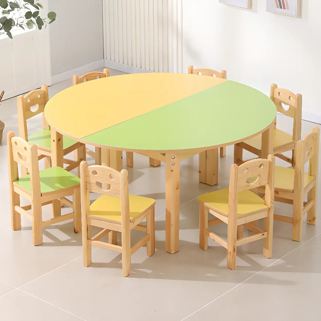 Multi-Color Wood Structure Splicing Kids Activity Desk Image - 4