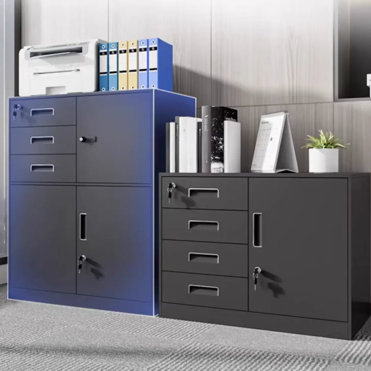 Multi-Functional Black Steel Lock Storage Filing Cabinet Image - 4