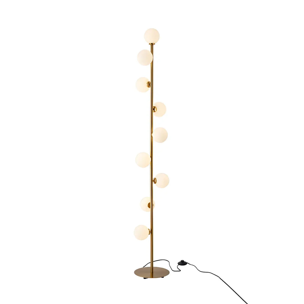 Multi-Light Modern Glass Globe Brass Metal Floor Lamp Image - 5