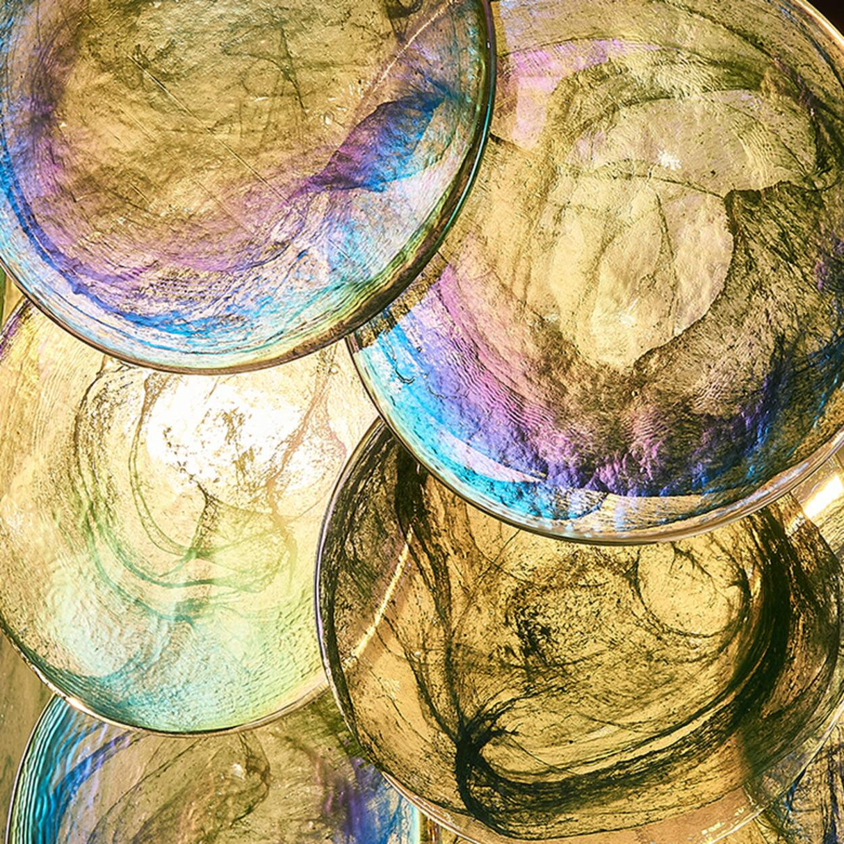 Multi-Tier Art Deco Green Glass Disc Chandelier Image - 11