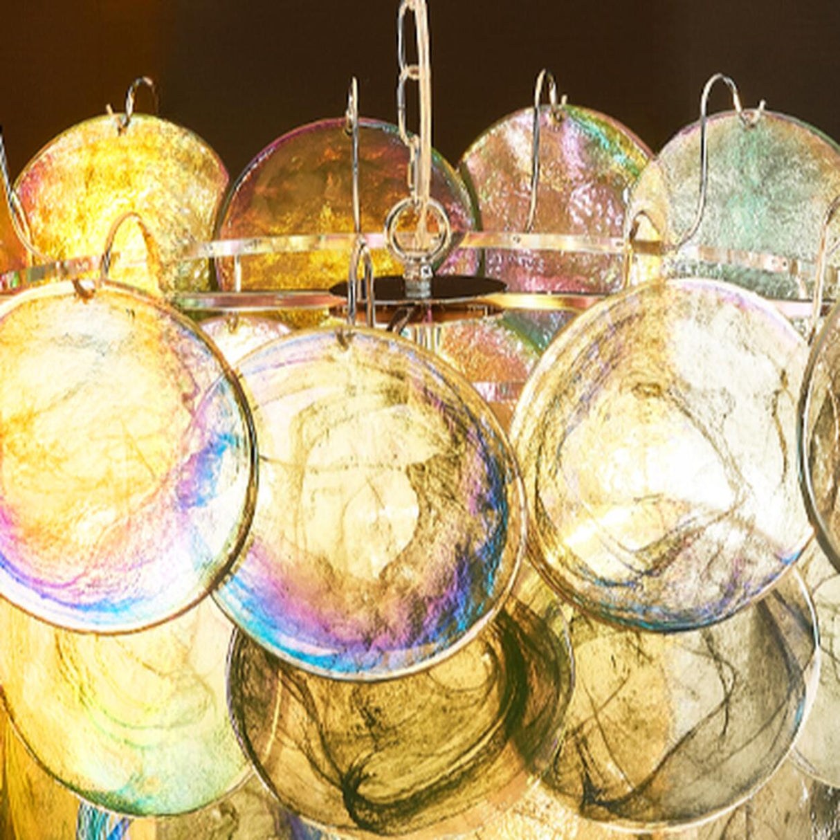 Multi-Tier Art Deco Green Glass Disc Chandelier Image - 13