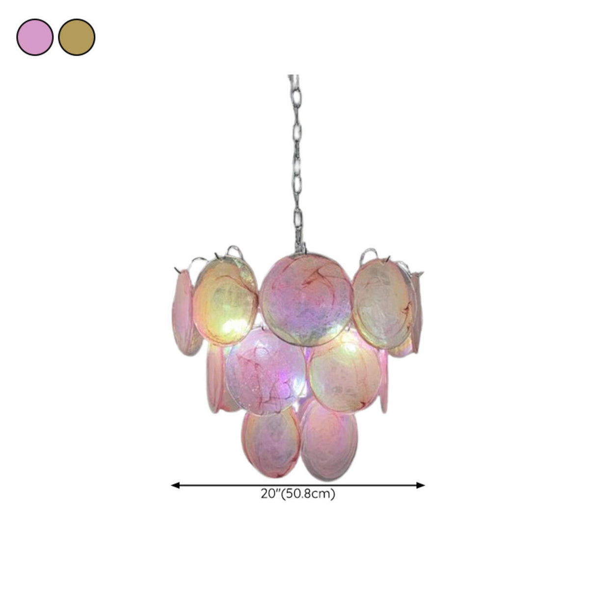 Multi-Tier Art Deco Green Glass Disc Chandelier