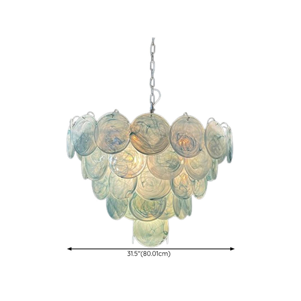 Multi-Tier Art Deco Green Glass Disc Chandelier Image - 15