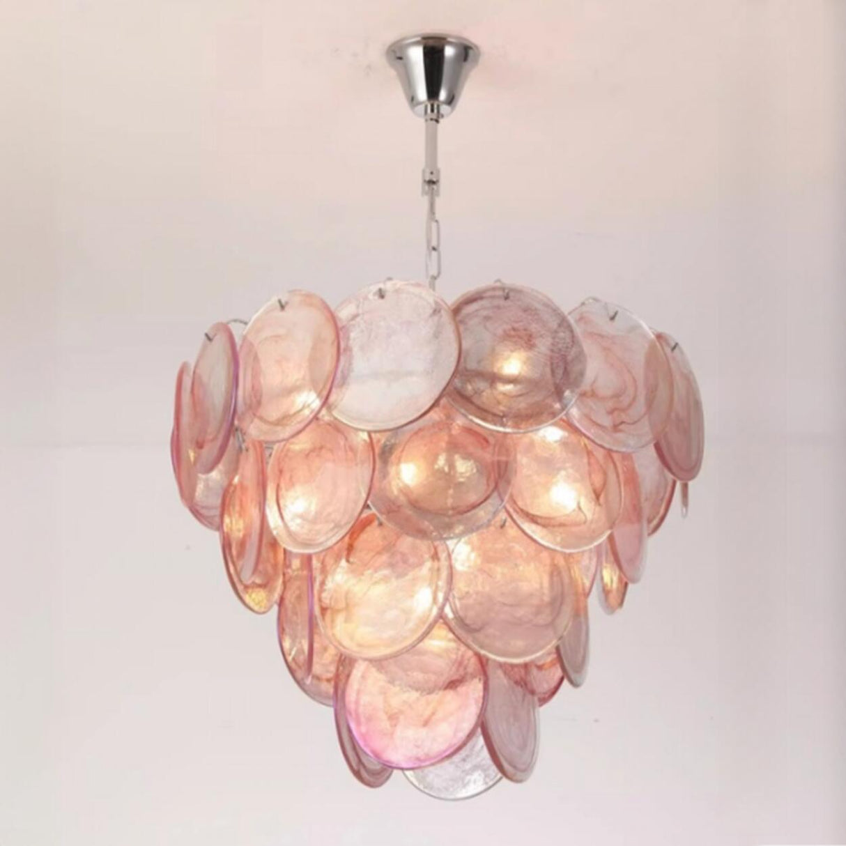 Multi-Tier Art Deco Green Glass Disc Chandelier Image - 7