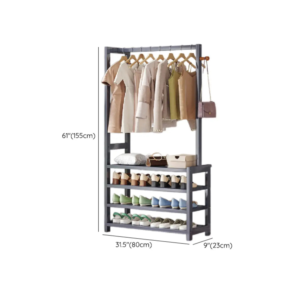 Multi-tier Metal Hallway Grey Bamboo Shoe Rack Organizer Image - 20