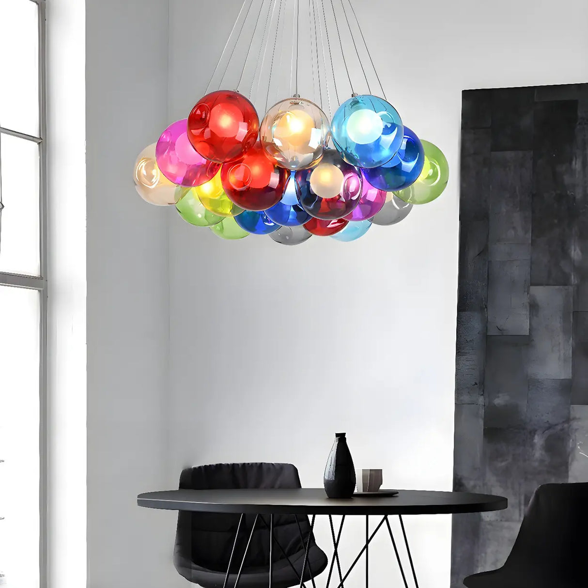 Multicolor Glass Bubble Dining Room Haning Chandelier Image - 2