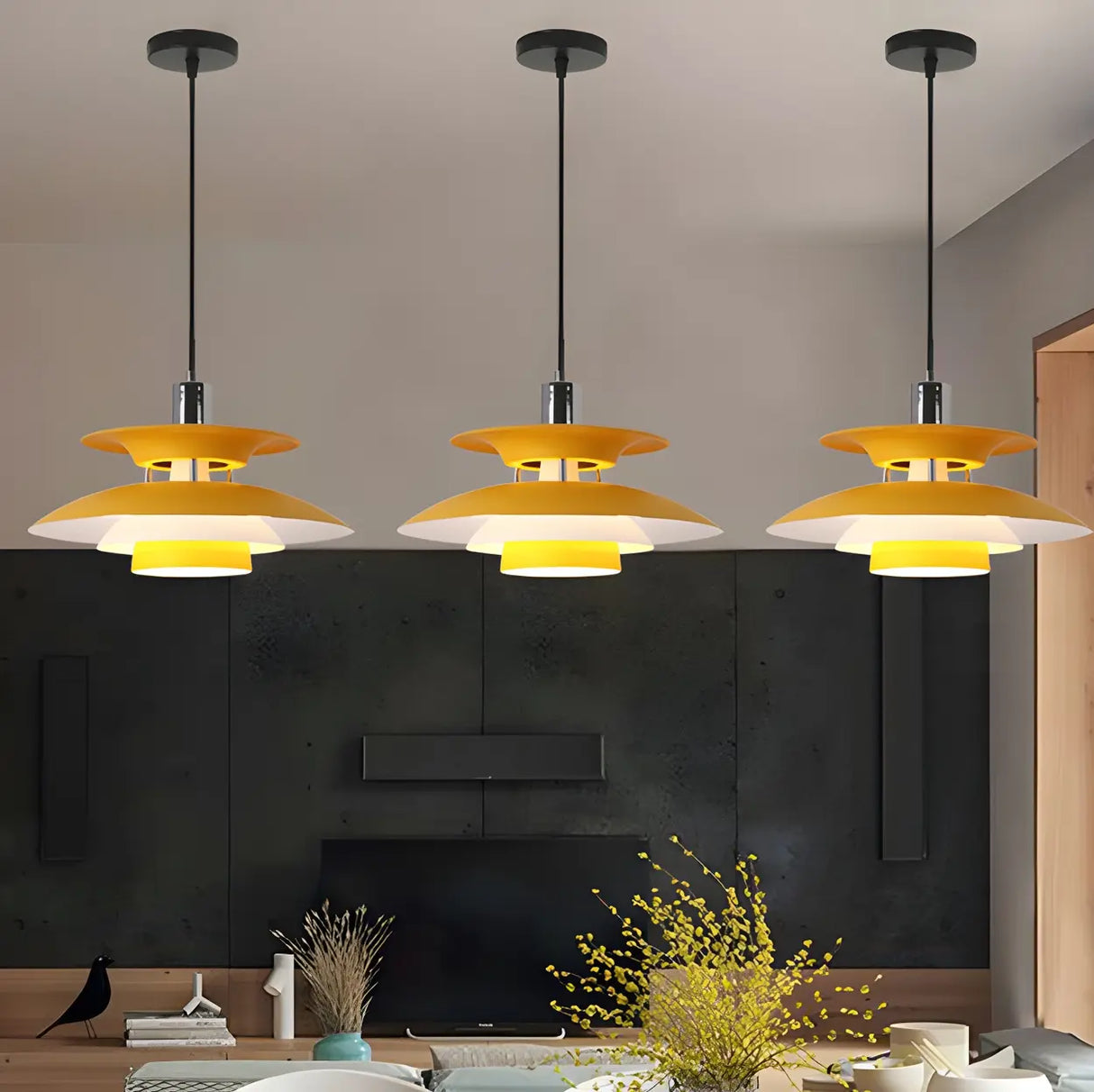 Multicolor Layered Geometric Dining Room Pendant Light Image - 1