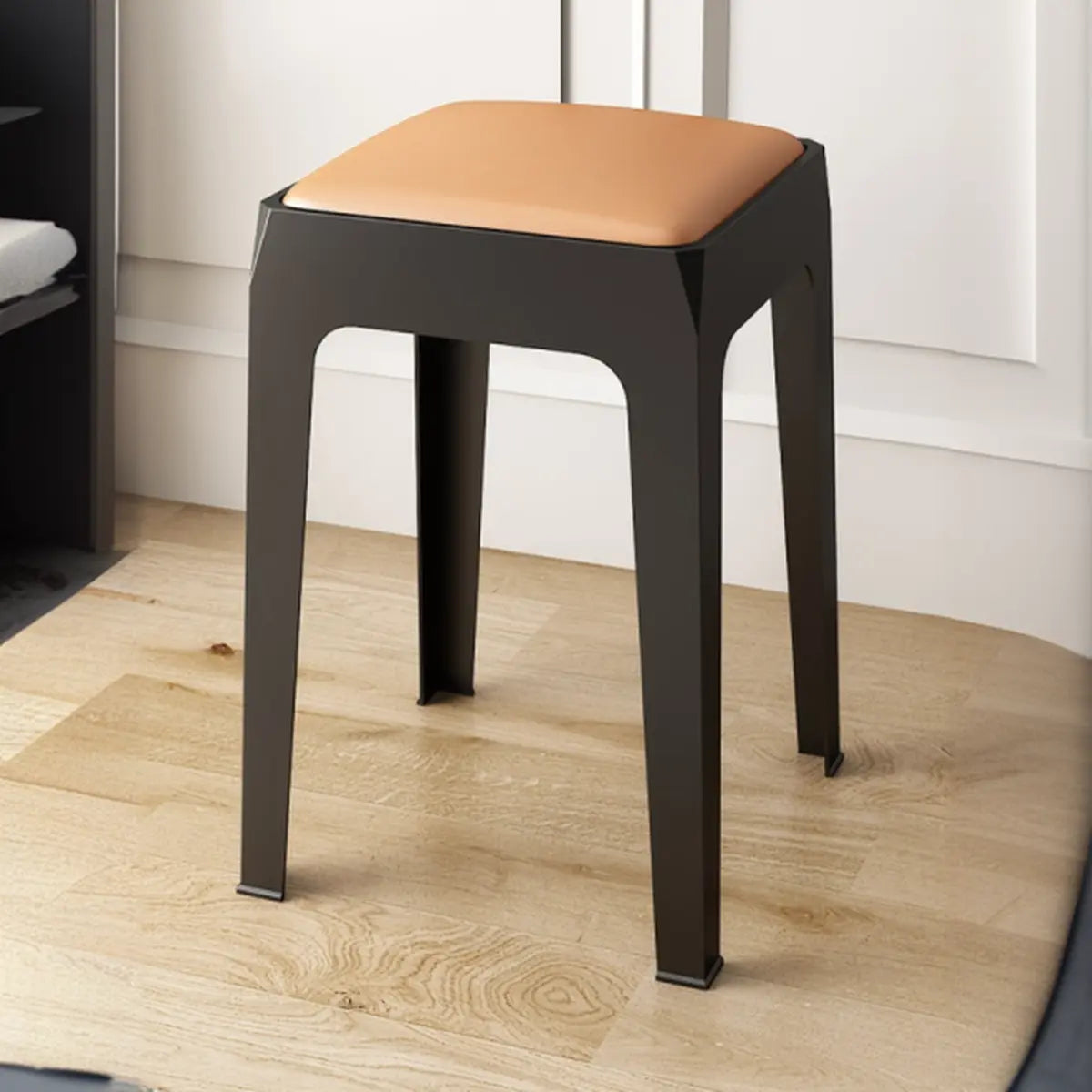 Multicolor Minimalist Square Plastic Backless Office Stool Image - 27