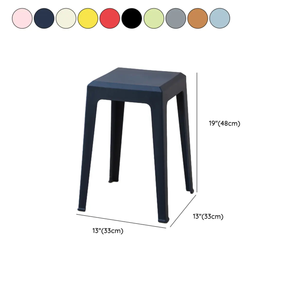 Multicolor Minimalist Square Plastic Backless Office Stool