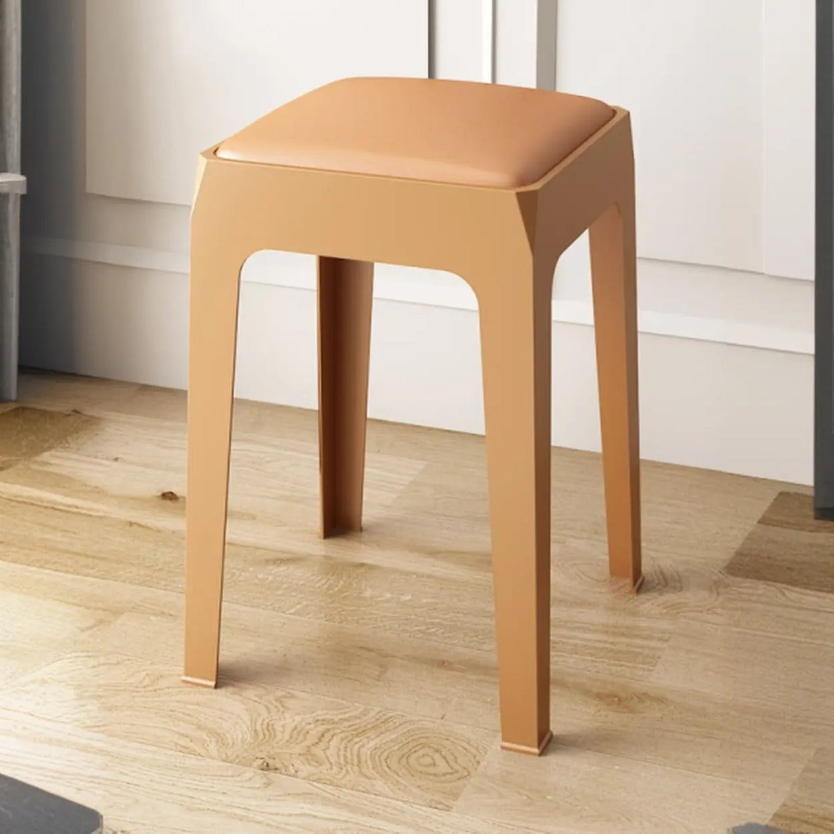 Multicolor Minimalist Square Plastic Backless Office Stool Image - 19