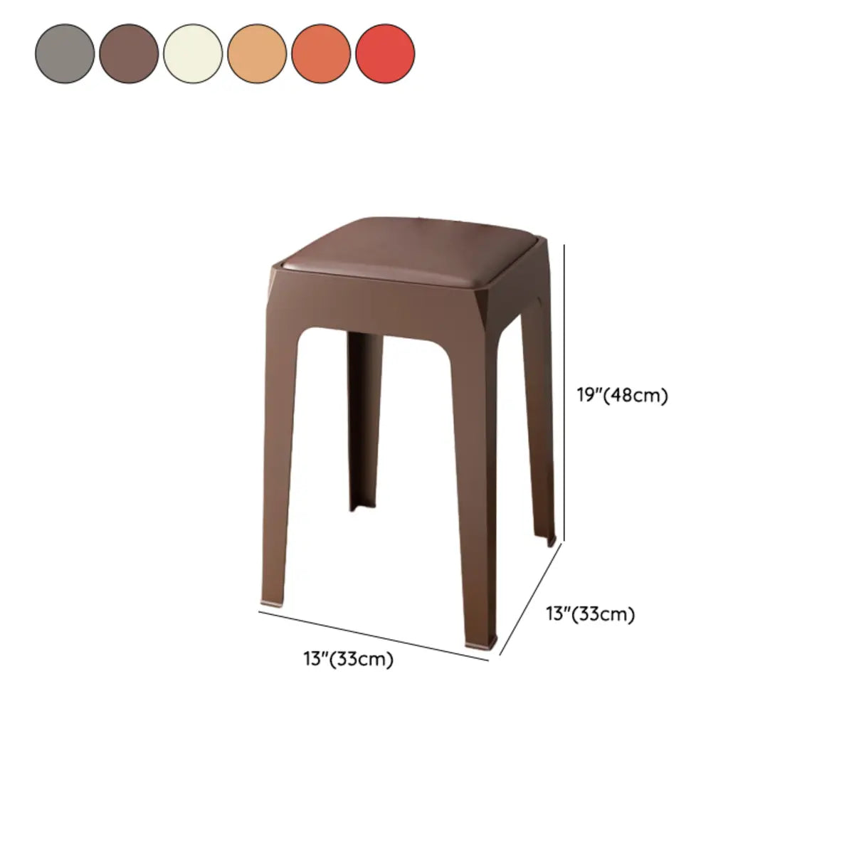Multicolor Minimalist Square Plastic Backless Office Stool Image - 29