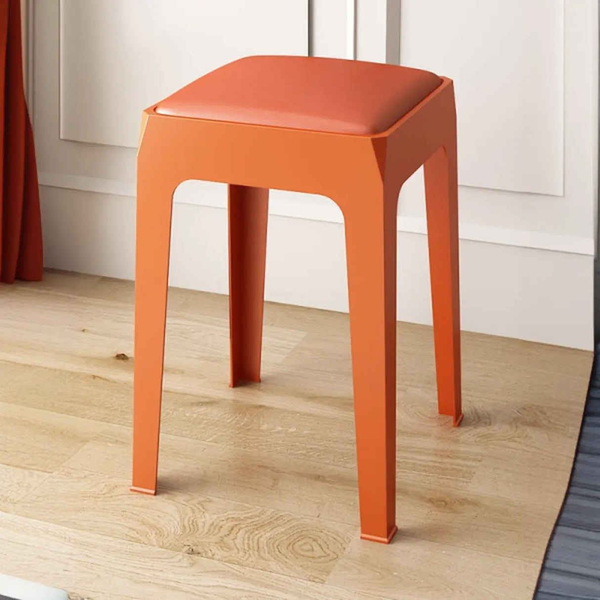 Multicolor Minimalist Square Plastic Backless Office Stool Image - 20