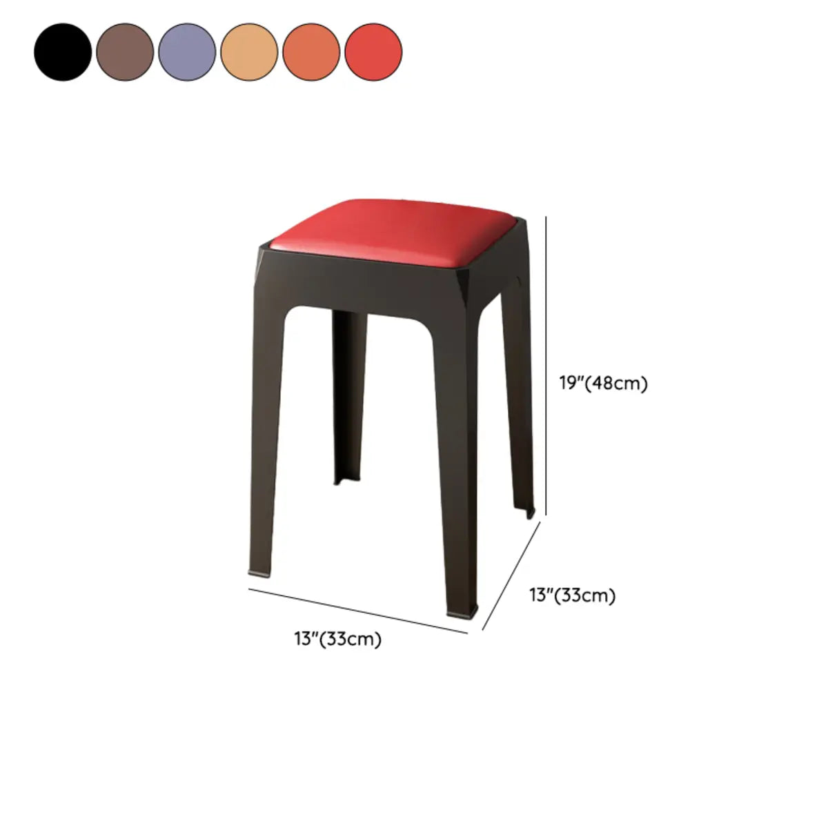 Multicolor Minimalist Square Plastic Backless Office Stool Image - 30