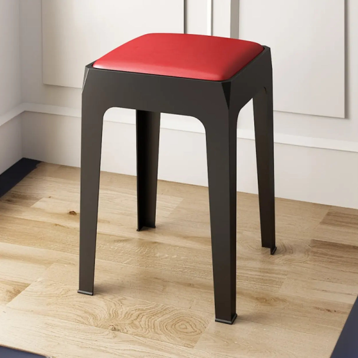 Multicolor Minimalist Square Plastic Backless Office Stool Image - 21