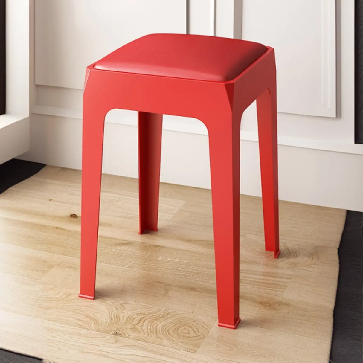 Multicolor Minimalist Square Plastic Backless Office Stool Image - 23