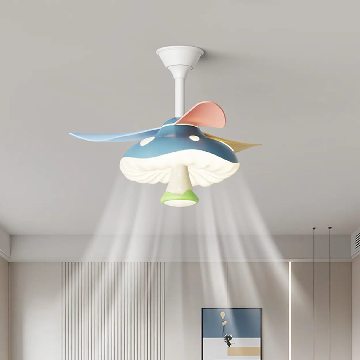 Mushroom Kids Ceiling Fan with Eye-Care Light Image - 1