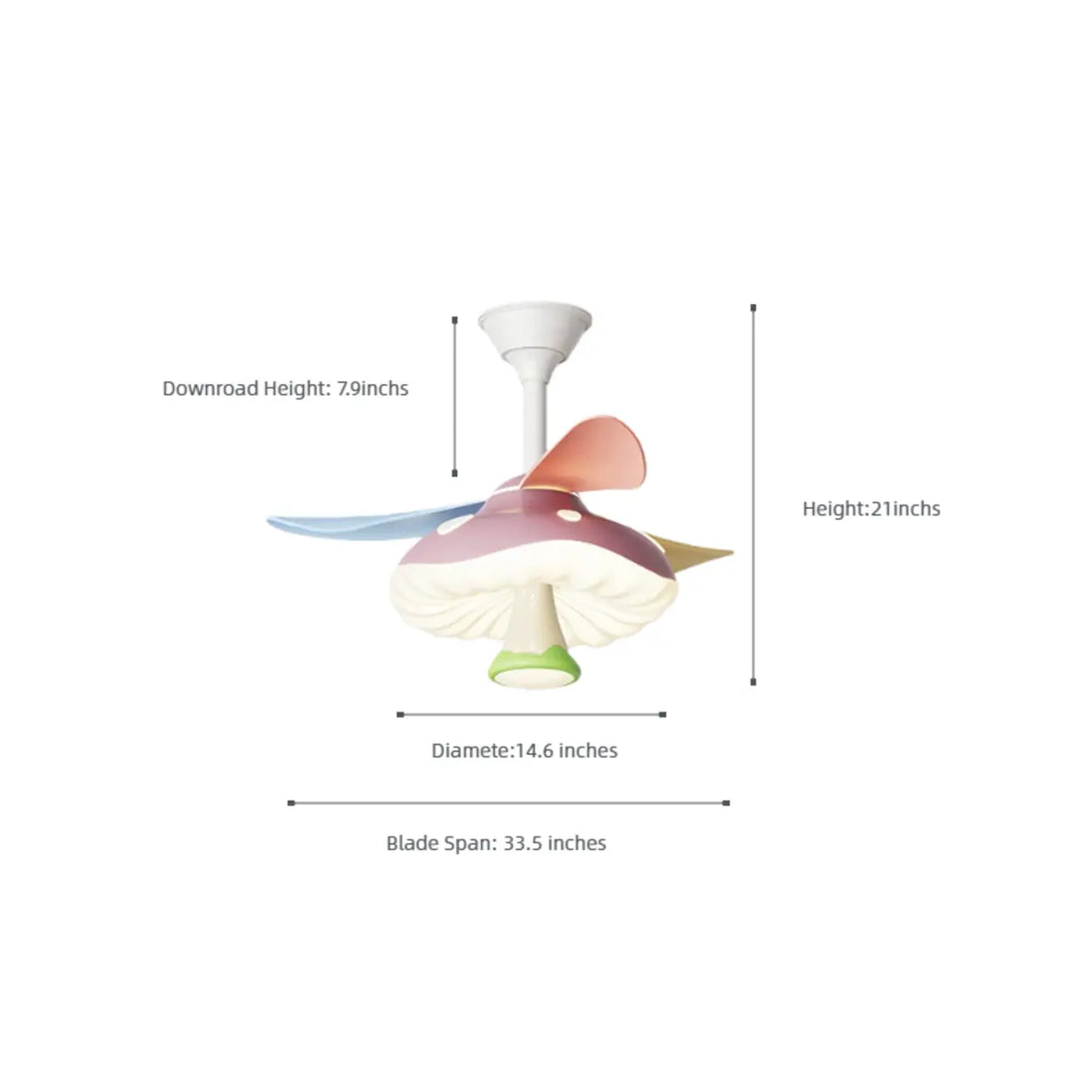 Mushroom Kids Ceiling Fan with Eye-Care Light