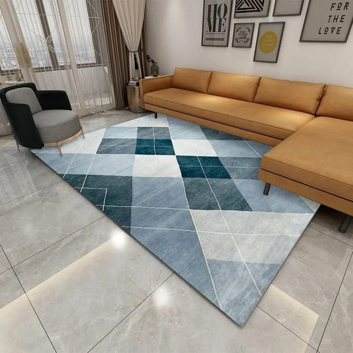 Mutlicolor Modish Geometric Polyester Anti-Slip Area Rug Image - 2