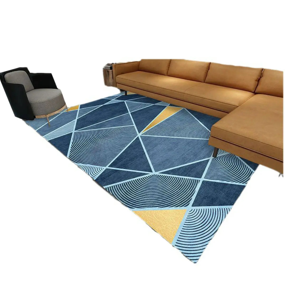 Mutlicolor Modish Geometric Polyester Anti-Slip Area Rug Image - 5
