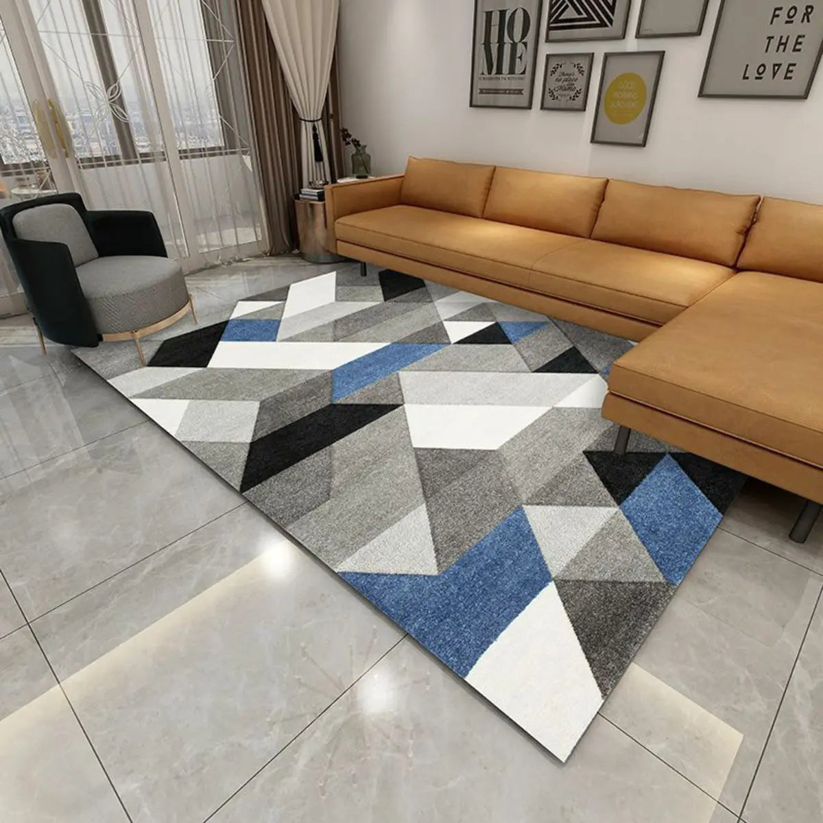 Mutlicolor Modish Geometric Polyester Anti-Slip Area Rug Image - 8