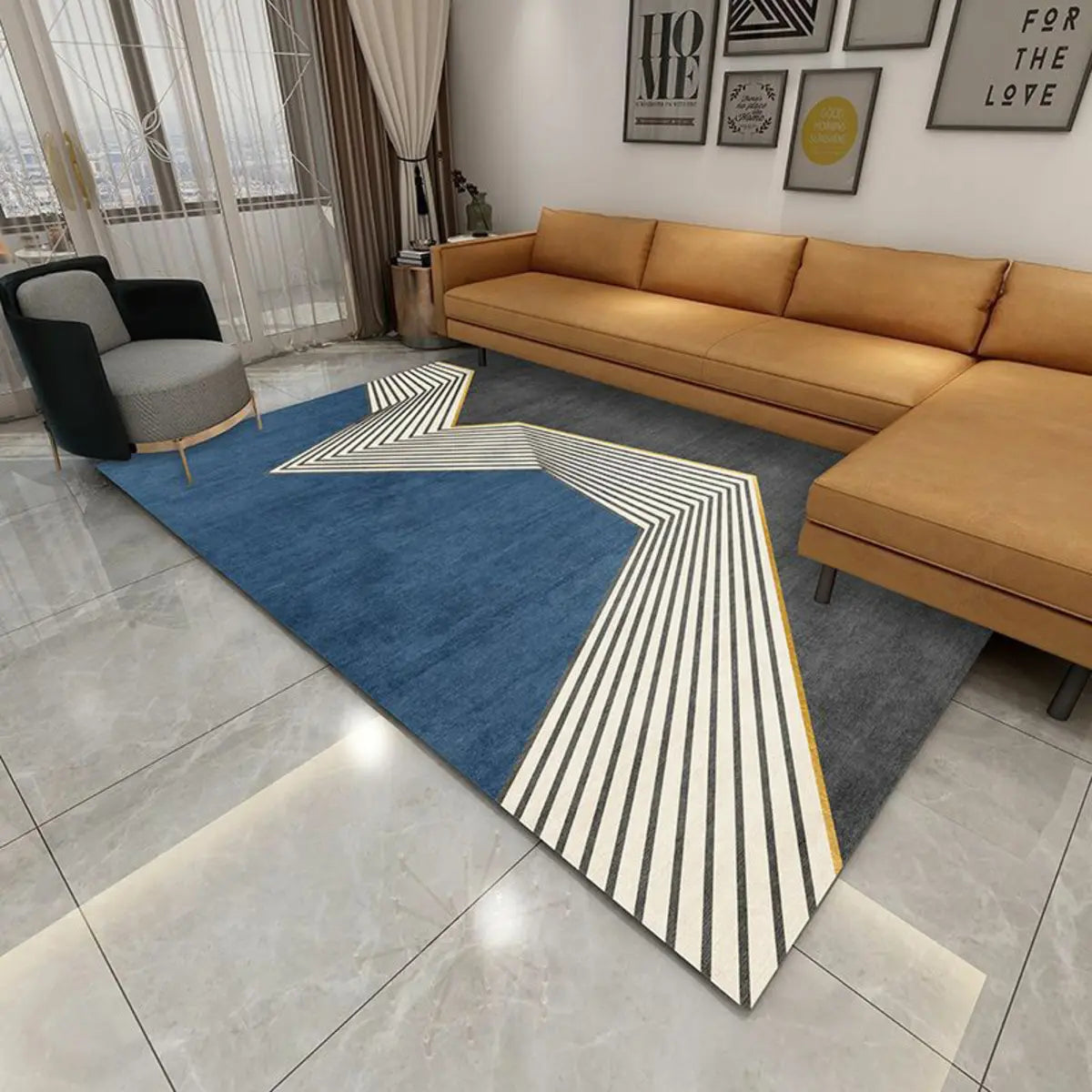 Mutlicolor Modish Geometric Polyester Anti-Slip Area Rug Image - 9