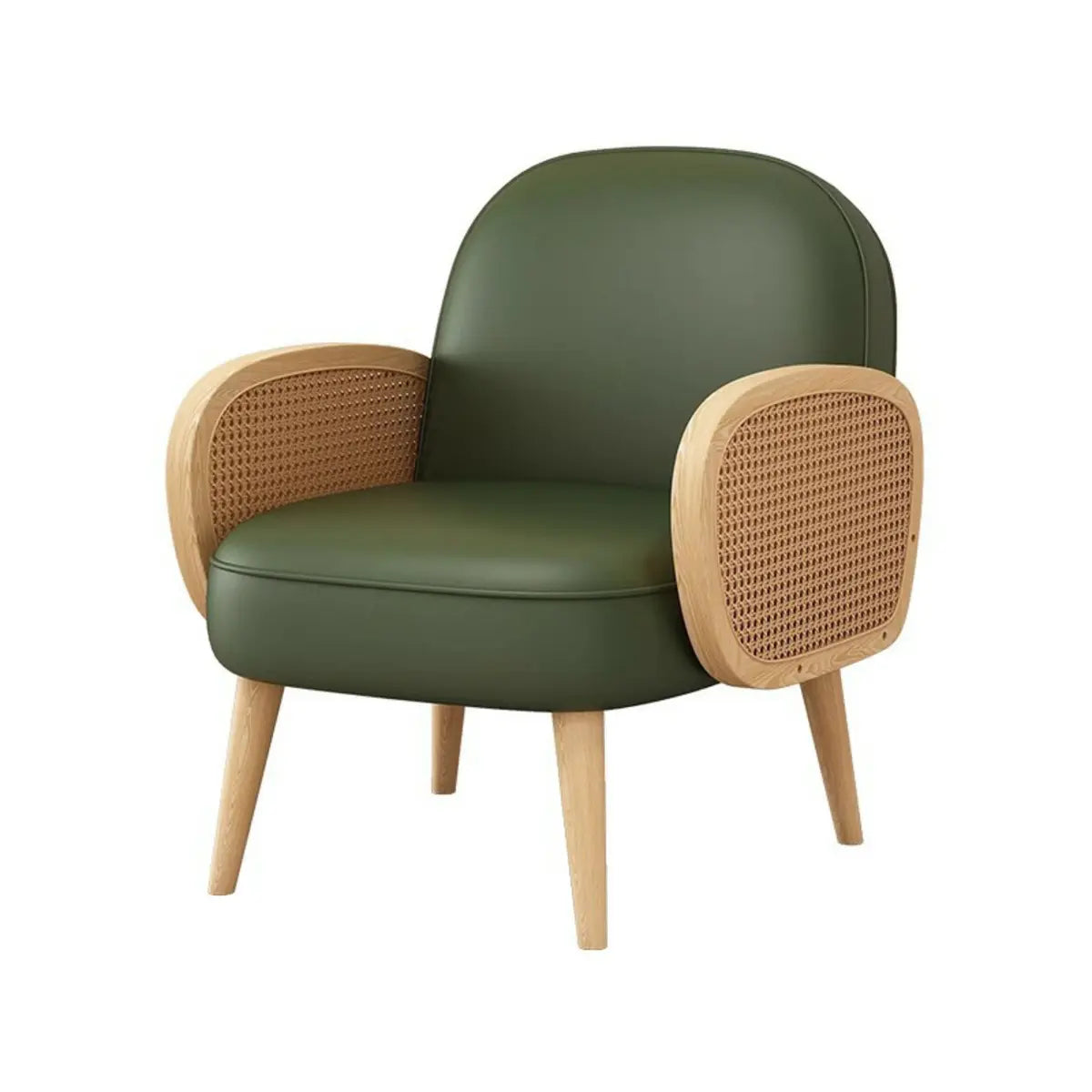 Nappa Leather Fixed Back Wooden Four Legs Arm Chair Image - 11