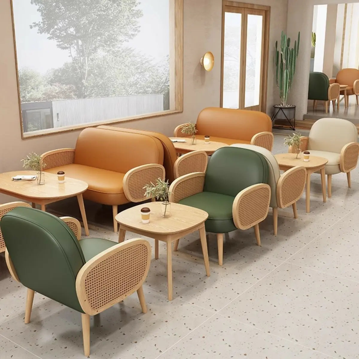 Nappa Leather Fixed Back Wooden Four Legs Arm Chair Image - 3