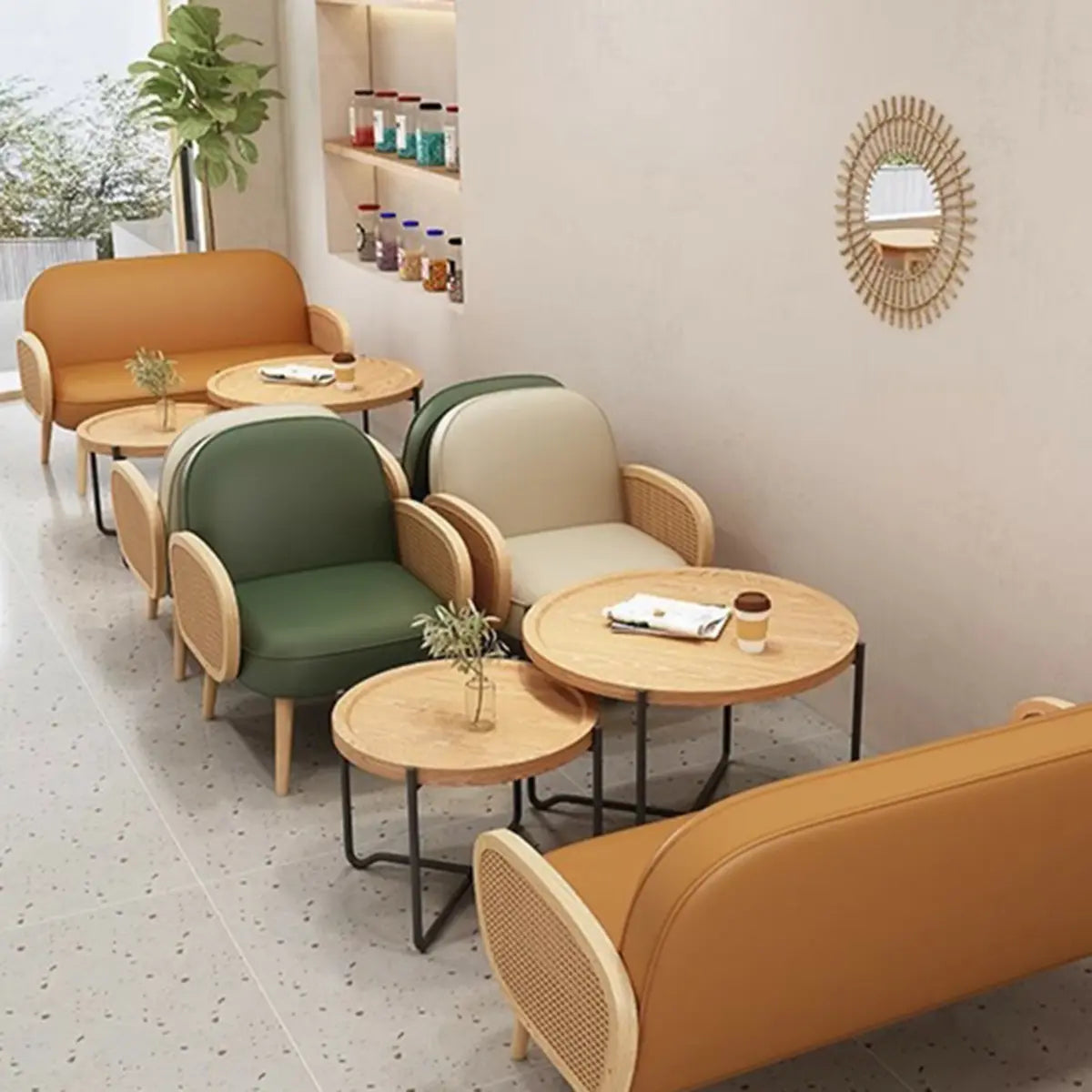 Nappa Leather Fixed Back Wooden Four Legs Arm Chair Image - 4