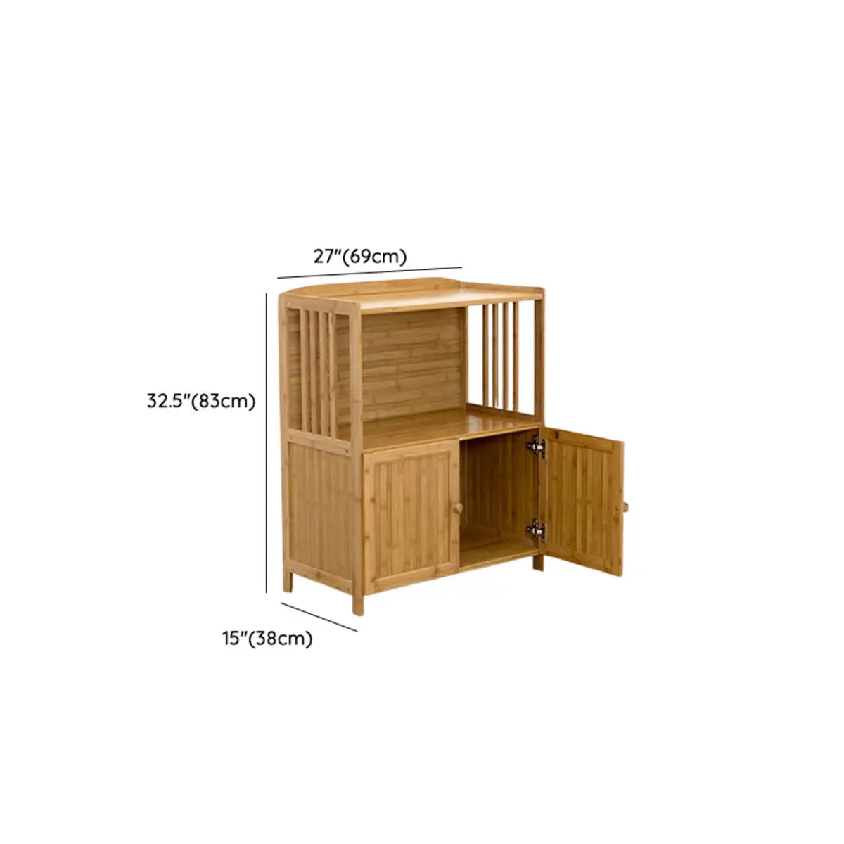 Narrow Bamboo Open Storage Buffet with Shelves and Hutch Image - 10