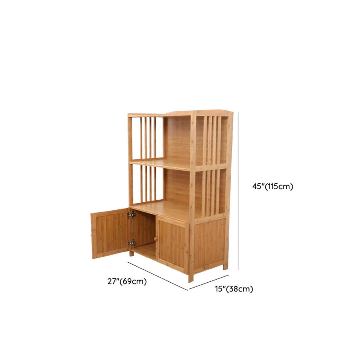 Narrow Bamboo Open Storage Buffet with Shelves and Hutch Image - 12