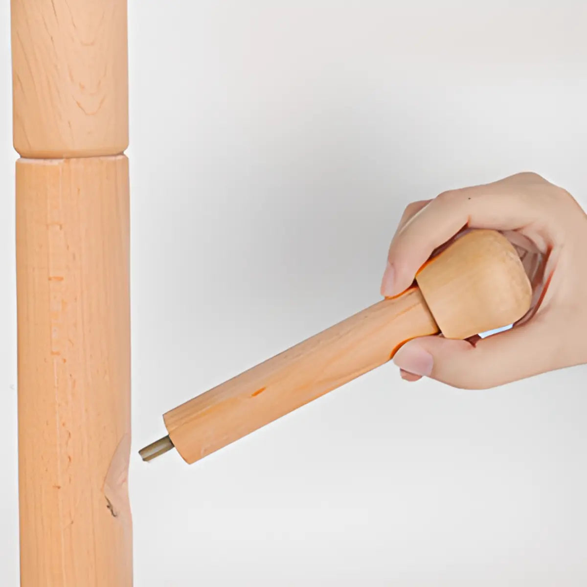 Narrow Minimalist Hooks Wood Natural Stand Tree Coat Rack Image - 6