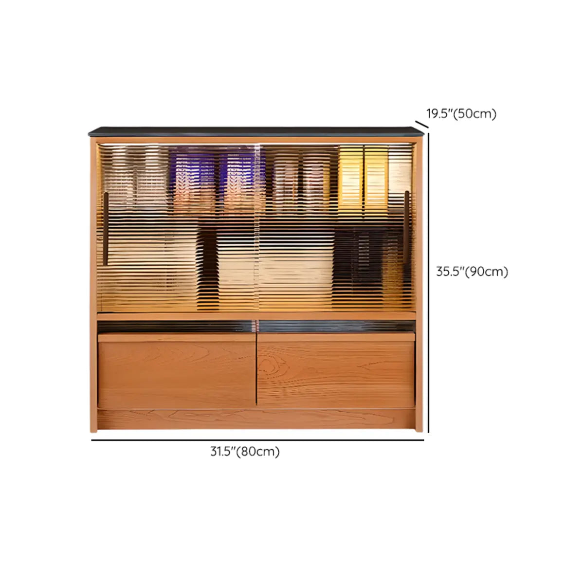 Narrow Oak Natural Medium Storage Buffet with Drawers