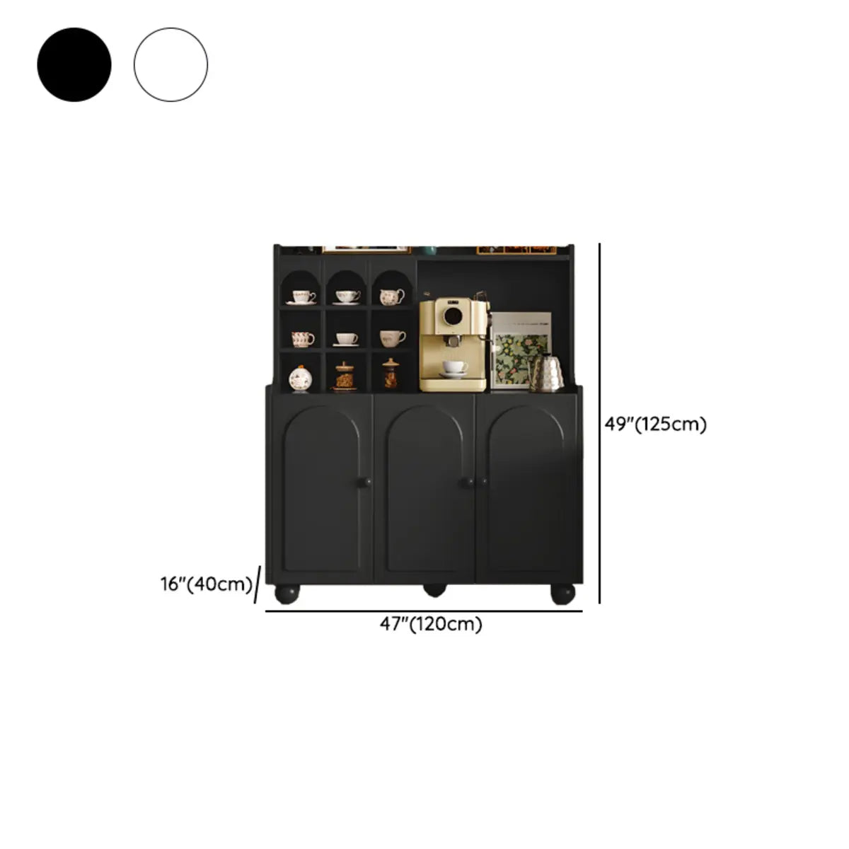 Narrow White Tall Open Storage Sideboard with Shelves Image - 19