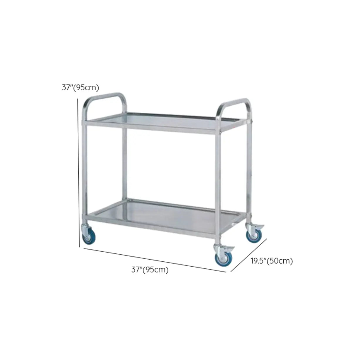 Narrow Width Stainless-Steel Three Shelves Utility Cart
