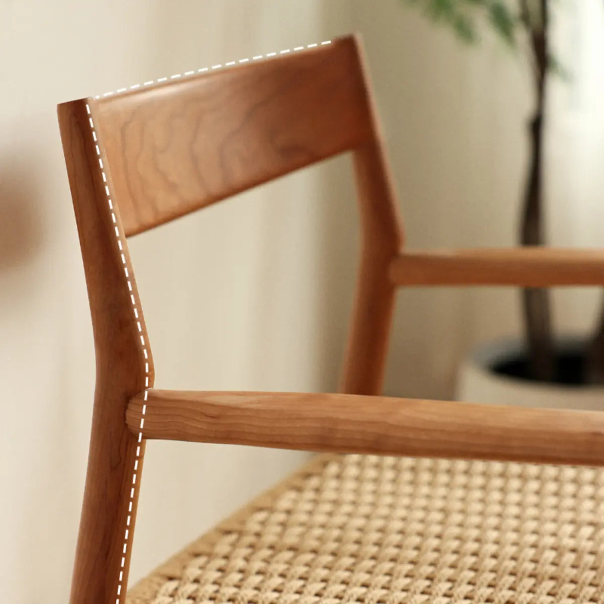 Natural Arm Chair Braided Rope Seat Wood Dining Chair Image - 12