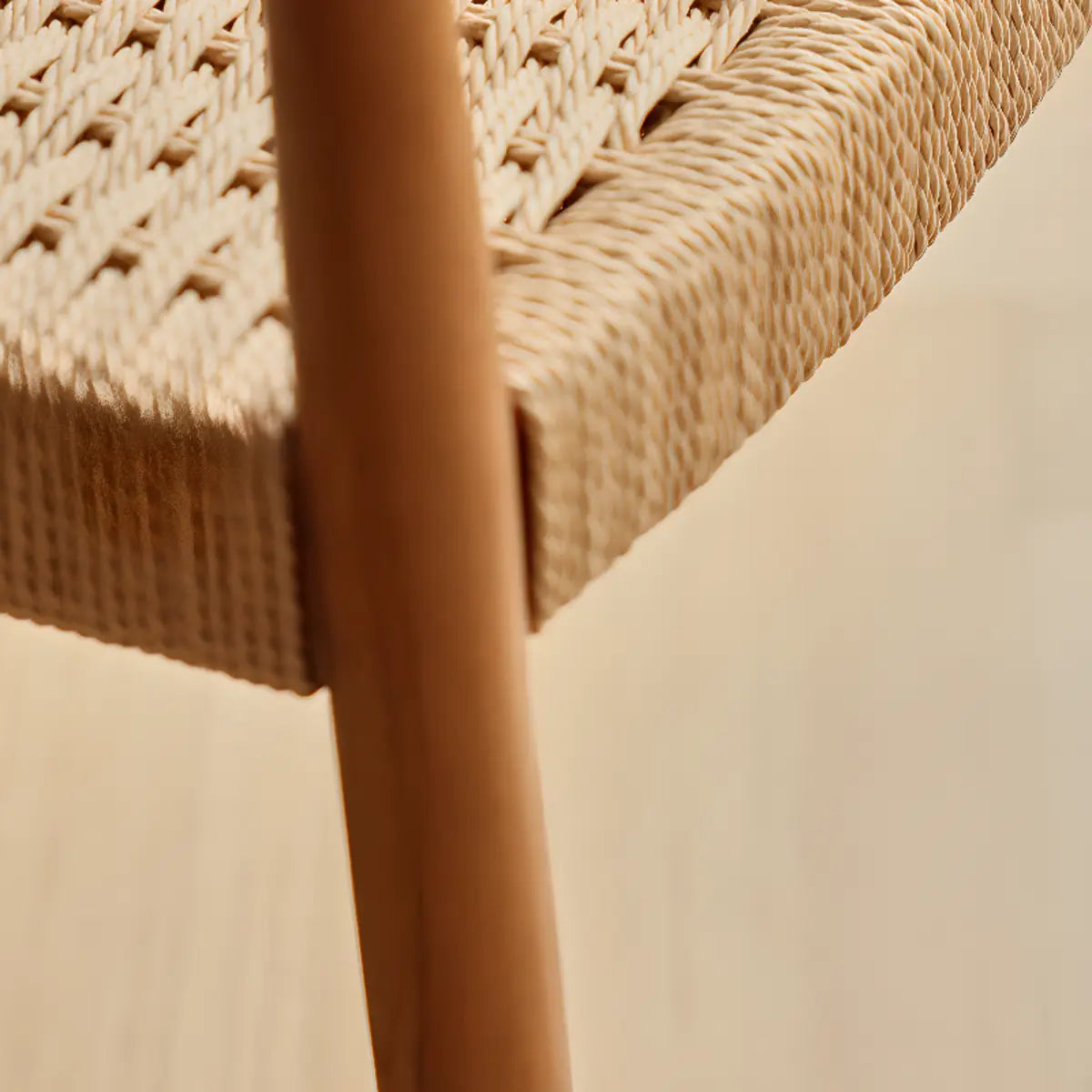 Natural Arm Chair Braided Rope Seat Wood Dining Chair Image - 17