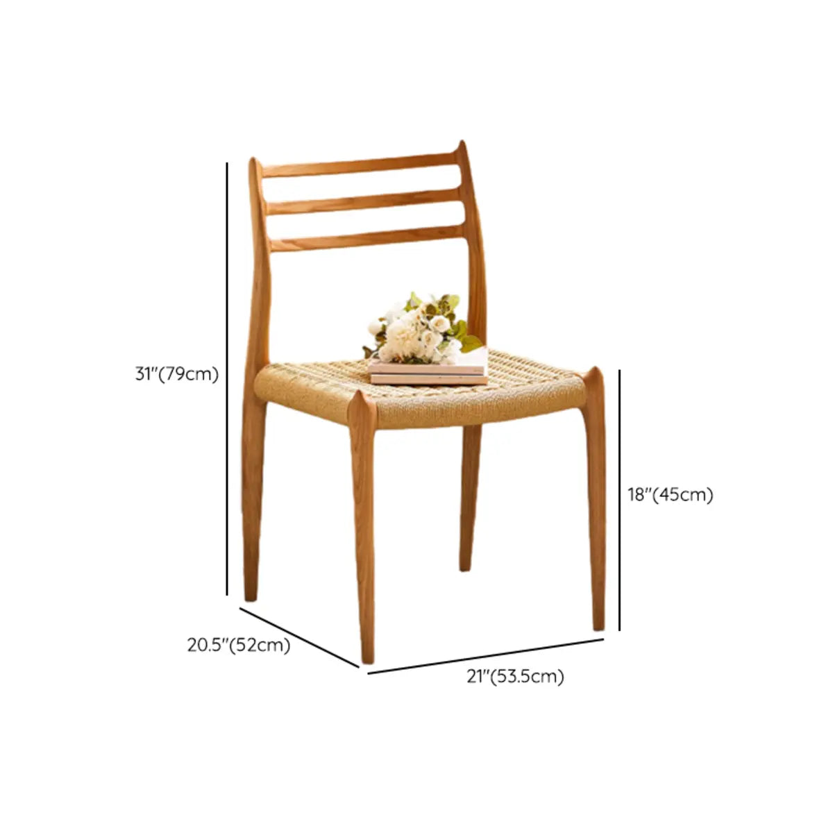 Natural Arm Chair Braided Rope Seat Wood Dining Chair Image - 19