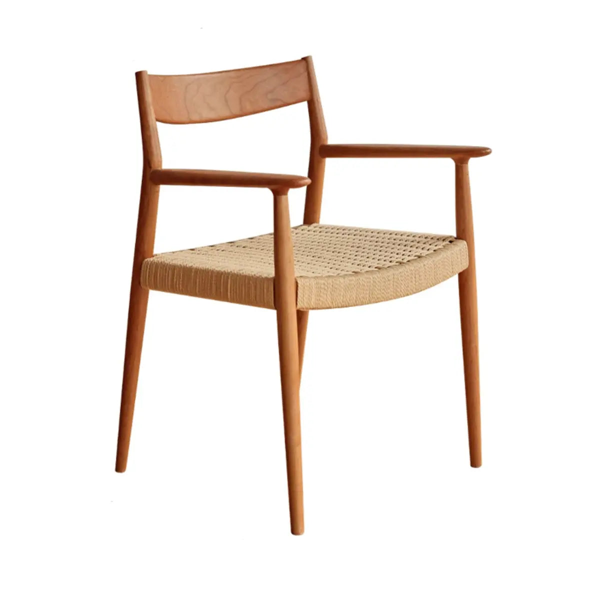 Natural Arm Chair Braided Rope Seat Wood Dining Chair Image - 9