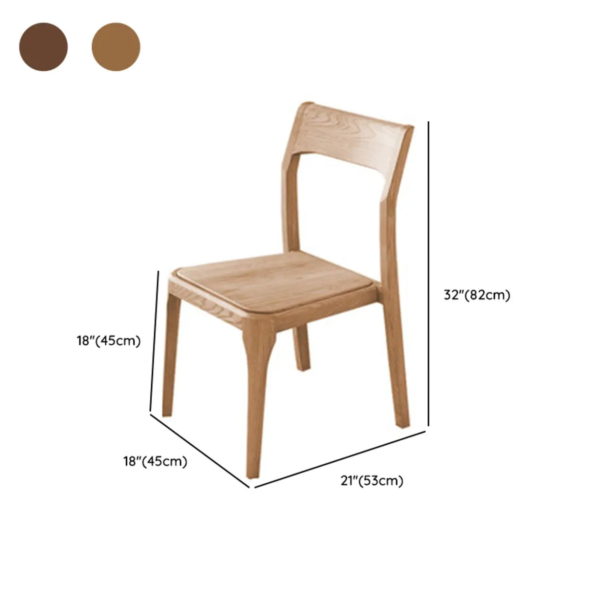 Natural Armless Rubberwood Dining Chairs Nut-Brown
