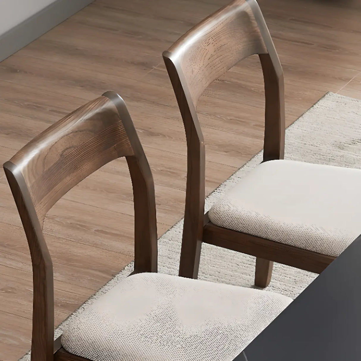 Natural Armless Rubberwood Dining Chairs Nut-Brown Image - 4